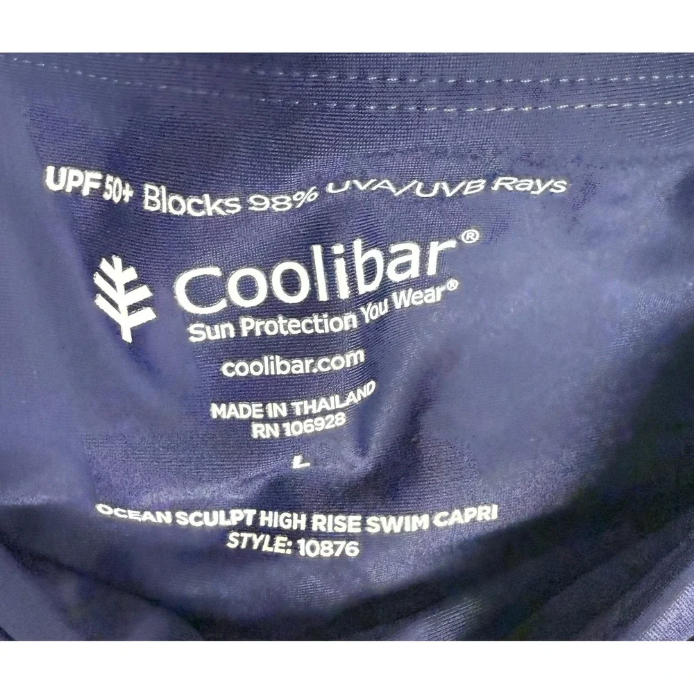 Coolibar Blue Ocean Sculpt High Rise Swim Capri L UPF50+ Swim Capri